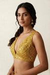 Mustard Lattice Sequin  Blouse