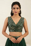 Premium Emerald Green Mirror Work Designer Blouse