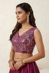 Premium Wine Mirror Work Designer Blouse