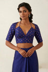 Royal Blue Jacquard Designer Blouse
