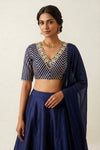 Premium Navy Blue Mirror Work Designer Blouse