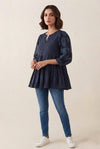 Elegant Navy Striped Peplum Top