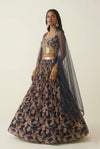 Blue Floral Print Lehenga Set