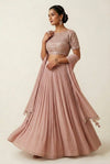 Pink Chinon Embroidered Lehenga Set