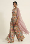 Pink Sharara Set With Cape