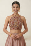 Embellished Halter-Neck Beaded Crop Top