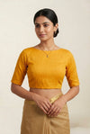Mustard Boat Neck Crop Blouse