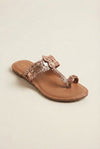 Rose Gold Embellished T-Strap Sandals