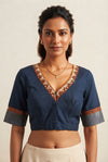 The Midnight Royal Embroidered Cotton Blouse