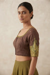 The Espresso Gold Embroidered Cotton Blouse