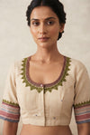 The Pearl Olive Embroidered Cotton Blouse