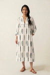 Coastal Azure Block-Print Dress
