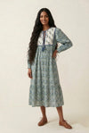 Indigo Meadow Mixed-Print Smock