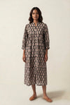 Onyx Bloom Button-Down Midi